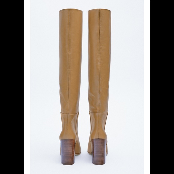 ZARA HEELED COW LEATHER KNEE HIGH BOOTS - Picture 10 of 12